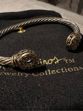 John Medeiros Two-Tone Cable Cuff Bracelet with Crystal Pavé Discs